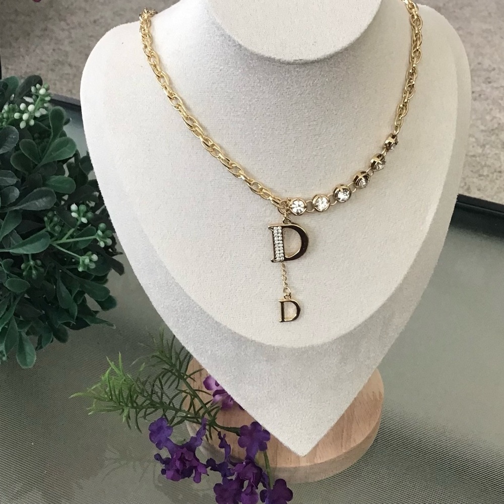 Sparkling “D” Initial Pendant/Necklace